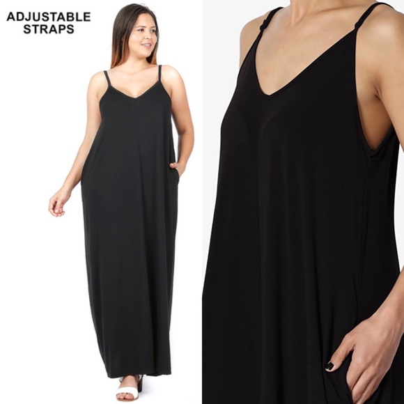 V-Neck Cami Maxi Dress (PLUS SIZES) - Picture 3 of 5